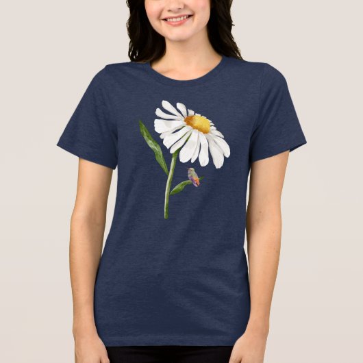 Kolibrie & Daisy Tri-Blend Shirt (Voorkant)