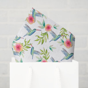 Kolibrie decoupage papier, tuin bloemen tissuepapier