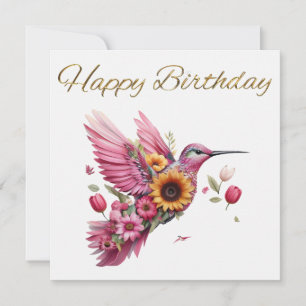 Kolibrie die vliegt met bloemen Gefeliciteerd met