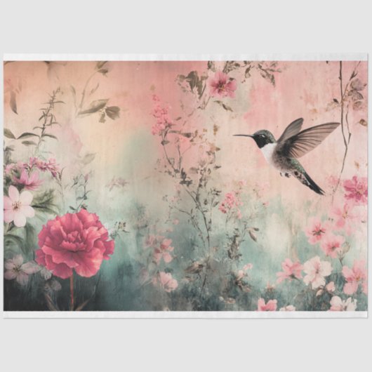 Kolibrie dromen, etherische bloemen tissuepapier (Voorkant)