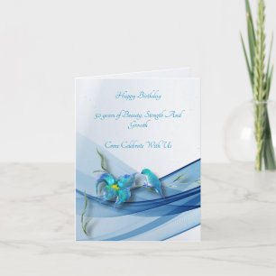 Kolibrie en blauwe golf Verjaardagskaart gevouwen