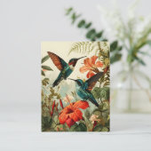 Kolibrie en bloemen: Briefkaart (Staand voorkant)