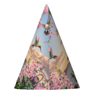 Kolibrie en Bloemen Landschap Feesthoedjes