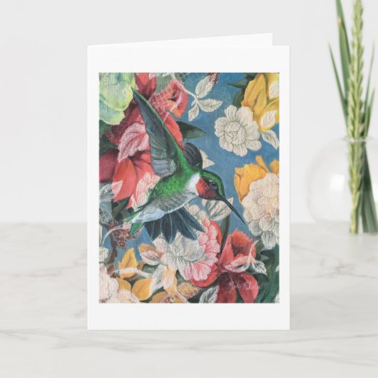 Kolibrie en bloemen nummer 3 blanco kaart (Voorkant)