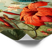 Kolibrie en bloemen:  poster (Hoek)