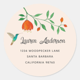Kolibrie en Bloemen Ronde Sticker