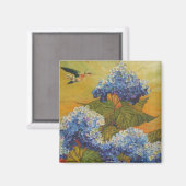 Kolibrie en Blue Hydrangea Magnet Magneet (Voorkant / Achterkant)