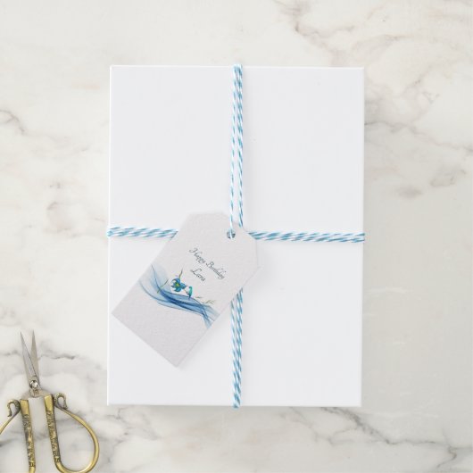 Kolibrie en Blue Wave Verjaardag cadeau labels Cadeaulabel (Met Touw)