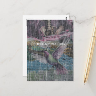 Kolibrie en botten met regen citaat collage briefkaart