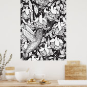 Kolibrie en fuchsia poster (Keuken)