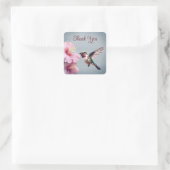 Kolibrie en Hibiscus | Blauwe bruiloft dank u Vierkante Sticker (Tas)