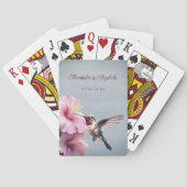 Kolibrie en Hibiscus | Blauwe bruiloft gunst Pokerkaarten (Achterkant)