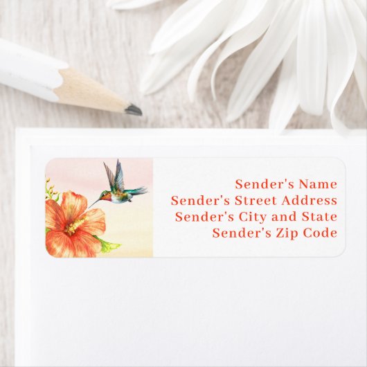 Kolibrie en Hibiscus Bloem Etiket (Insitu)