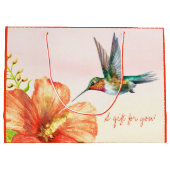 Kolibrie en Hibiscus Bloem Groot Cadeauzakje (Achterkant)