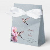 Kolibrie en Hibiscus bruiloft | Blauw Bedankdoosjes (Voorkant Zijde)