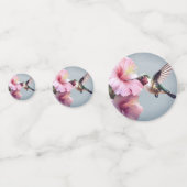 Kolibrie en Hibiscus Monogram Bruiloft | Blauw Confetti (Voorkanten)