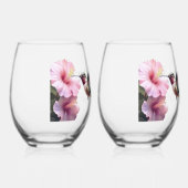 Kolibrie en Hibiscus Mr en Mrs Wijnglas Zonder Voet (Rechts)