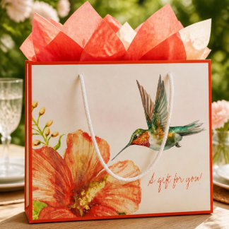 Kolibrie en hibiscusbloem groot cadeauzakje