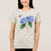 Kolibrie en hortensia Tri-Blend shirt (Voorkant)