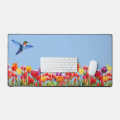 Kolibrie en kleurrijke tulp bloemen bureaumat (Keyboard & Muis)