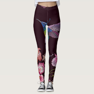 Kolibrie en orchidee, tropische naadloze mode. leggings