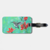 Kolibrie en papavers schilderij bagagelabel (Achterkant horizontaal)
