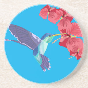 Kolibrie en rode Hibiscus Zandsteen Onderzetter