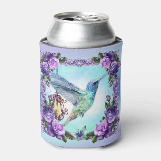 Kolibrie en roos Custom Koelbox Blikjeskoeler (Blikje Voorkant)
