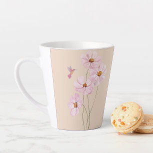 Kolibrie en roze kosmos latte mok