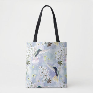 Kolibrie en witte bloemen draagtas