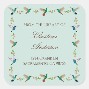 Kolibrie-exlibris Vierkante Sticker