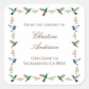 Kolibrie-exlibris Vierkante Sticker