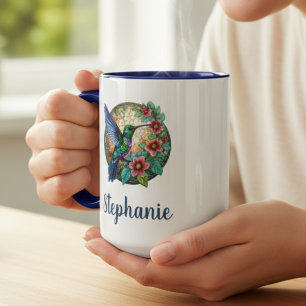 Kolibrie Gebrandschilderd Glas – Levendig Bloemeng Mok