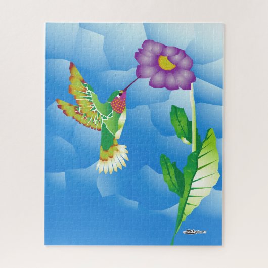 Kolibrie: gestileerd legpuzzel (Verticaal)