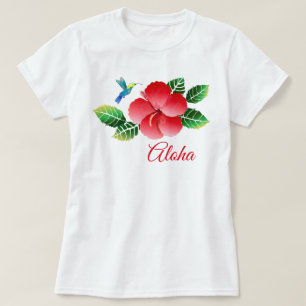 Kolibrie Hibiscus Hawaiiaanse Tropische Bloemen T-shirt