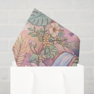 Kolibrie Hibiscus Waterval Opgewekt Tissuepapier