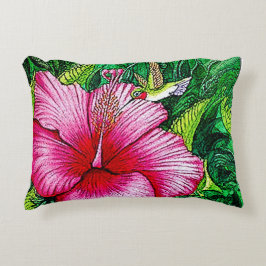 Kolibrie Hibiscus Waterverf schilderij Accent Kussen