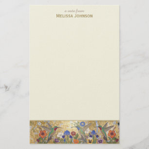 Kolibrie in Klimt stijl gepersonaliseerde aangepas Briefpapier