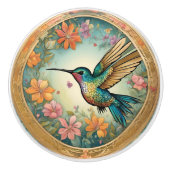 Kolibrie ingelijst en in vlucht keramische knop (Voorkant)