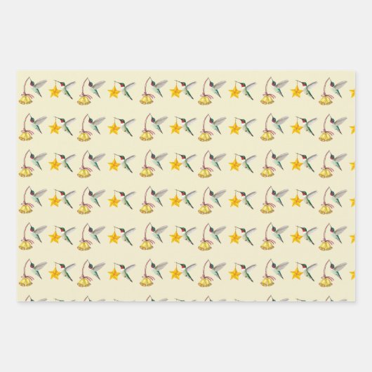 Kolibrie Kerst Inpakpapier Vel (Voorkant)