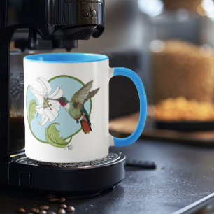 Kolibrie lelie blauwe Art Nouveau Mok