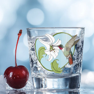 Kolibrie Lelie Blauwe Art Nouveau Shot Glas