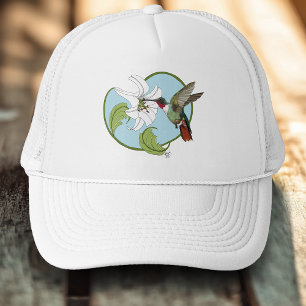 Kolibrie lelie blauwe Art Nouveau Trucker Pet