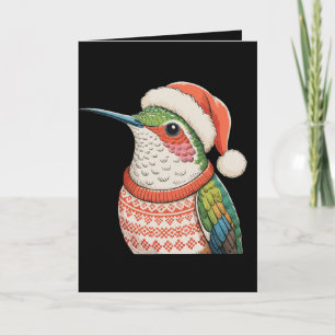 Kolibrie Lelijke Trui Kerstman Hoed Kerstmis Feestdagen Kaart
