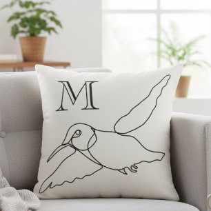 Kolibrie Lijn Kunst Monogram Housewarming Kussen