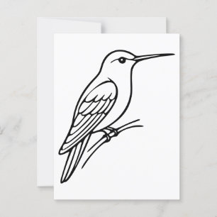 Kolibrie Lijnkunst – Vogel Illustratie Briefkaart