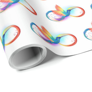 Kolibrie met oneindigheidssymbool en regenboog cadeaupapier