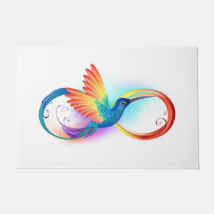 Kolibrie met oneindigheidssymbool en regenboog deurmat