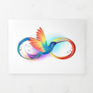 Kolibrie met oneindigheidssymbool en regenboog drieluik wenskaart