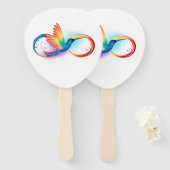 Kolibrie met oneindigheidssymbool en regenboog handwaaier (Voorkant en achterkant)